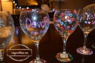 bachelorette party glass decorating activity